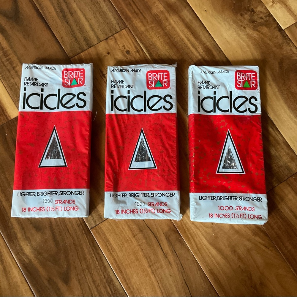 ✔️ Vintage New Brite Star Icicles Tinsel Set of 3 Boxes